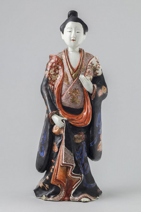 Anonymous artist - Beauty wearing a coat adorned with crests and peonies 