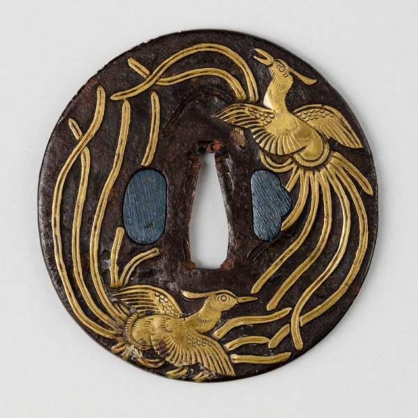 Anonymous artist (Heianjō (Kyōto) style) - Tsuba (sword guard) decorated with phoenixes 