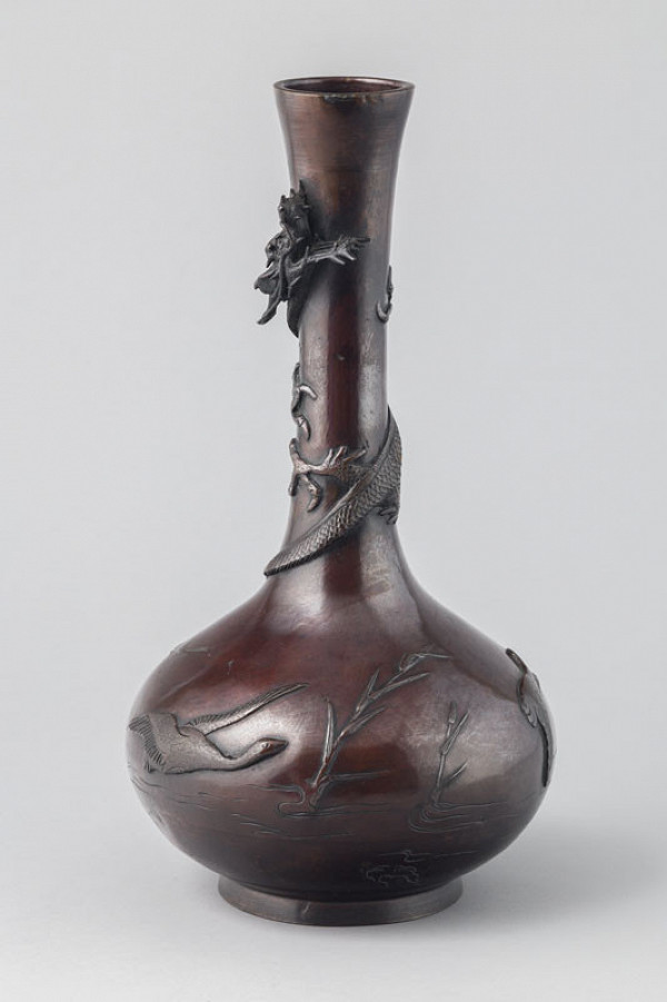 Anonymous artist - Ikebana vase with a plastic dragon 