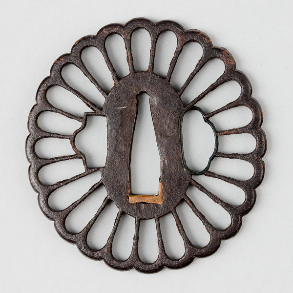 Anonymous artist (Saotome school) - Tsuba (sword guard) shaped like a chrysanthemum 