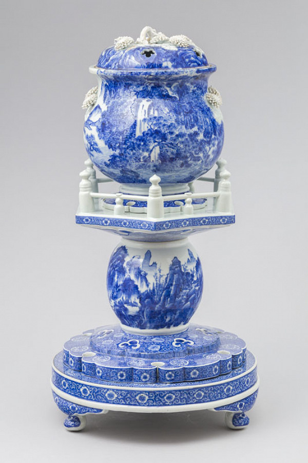 Anonymous artist - Tower-shaped decorative incense burner consisting of 5 parts 