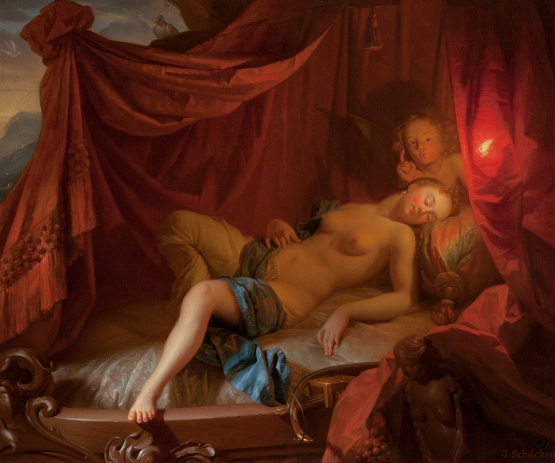 Godfried Schalcken - Spící Venuše s Amorem