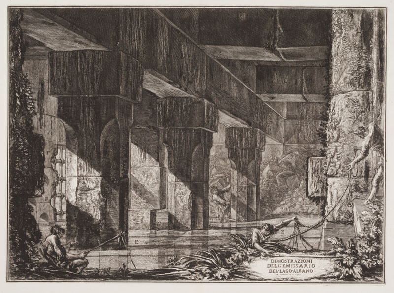 Giovanni Battista Piranesi - engraver - Emissarium of Lake Albano - Water inferno, from Descrizione e Disegno dell´Emissario del Lago Albano, Plate VI