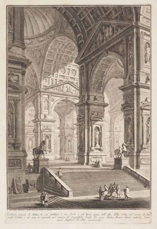 Giovanni Battista Piranesi - rytec - Velká galerie se sochami (Galeria grande di Statue), z alba Prima Parte