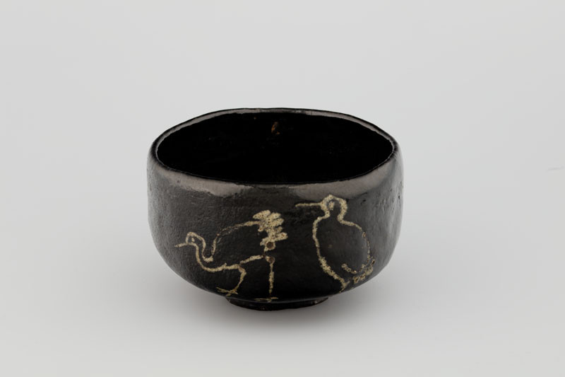 Anonymous artist (imitator of Ogata Kenzan style) - Chawan tea bowl decorated with herons