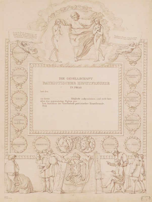 František Tkadlík - Design for the Diploma of the Society of Patriotic Friends of the Arts