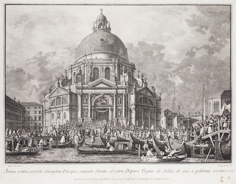 Giovanni Battista Brustolon - rytec, Antonio Canaletto - inventor - Návštěva dóžete v Santa Maria della Salute