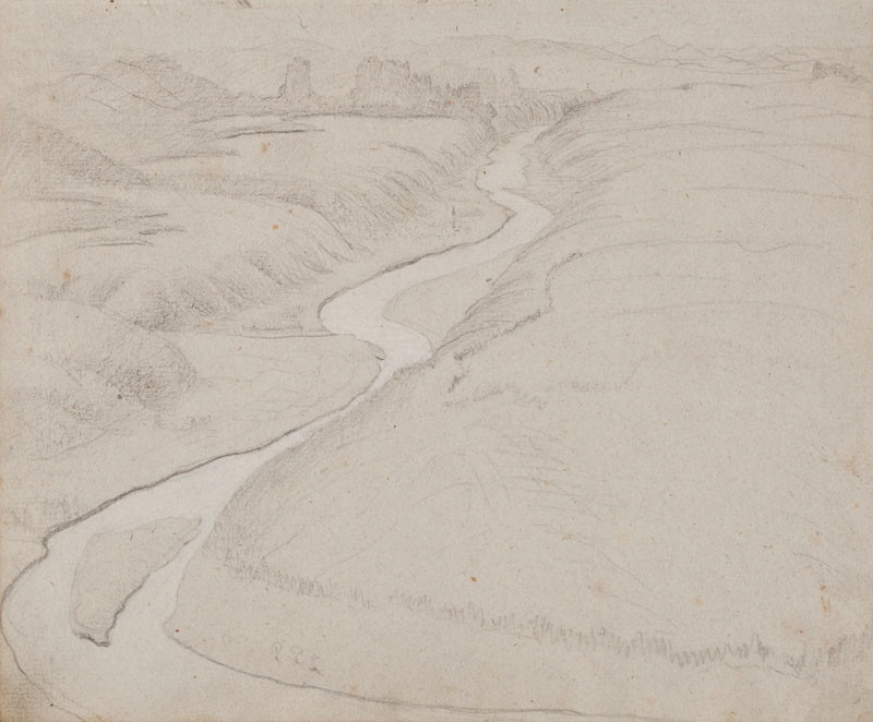 František Tkadlík - Sheet from Sketchbook A - landscape with a river