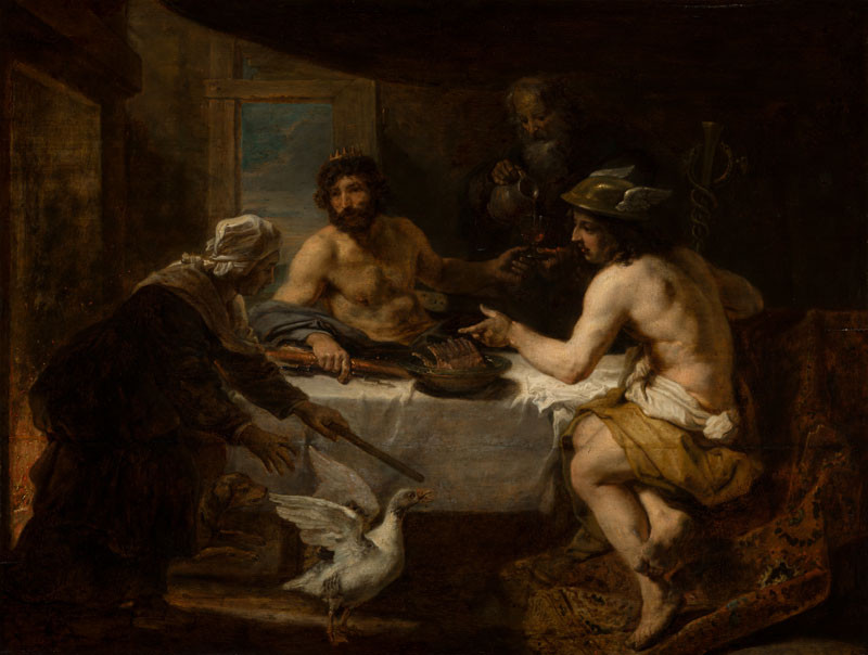 David lll. Ryckaert - (připsáno) - Filemon a Baucis hostí Jupitera a Merkura