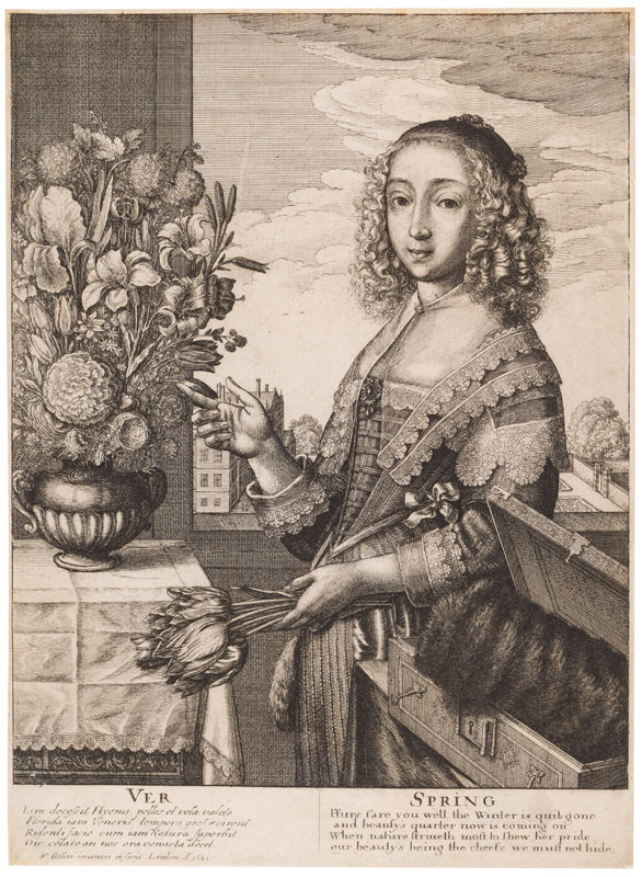 Wenceslaus Hollar - engraver - Spring from the cycle The Four Seasons as Three-Quarter-Length Female Figures