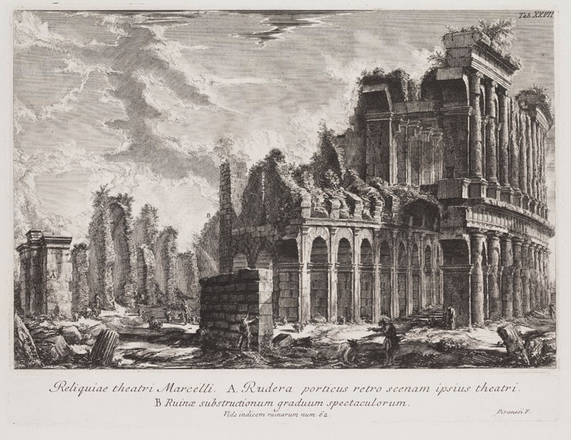 Giovanni Battista Piranesi - engraver - Remains of the Theatre of Marcellus, from Il Campo Marzio dell´Antica Roma, Plate XXVII