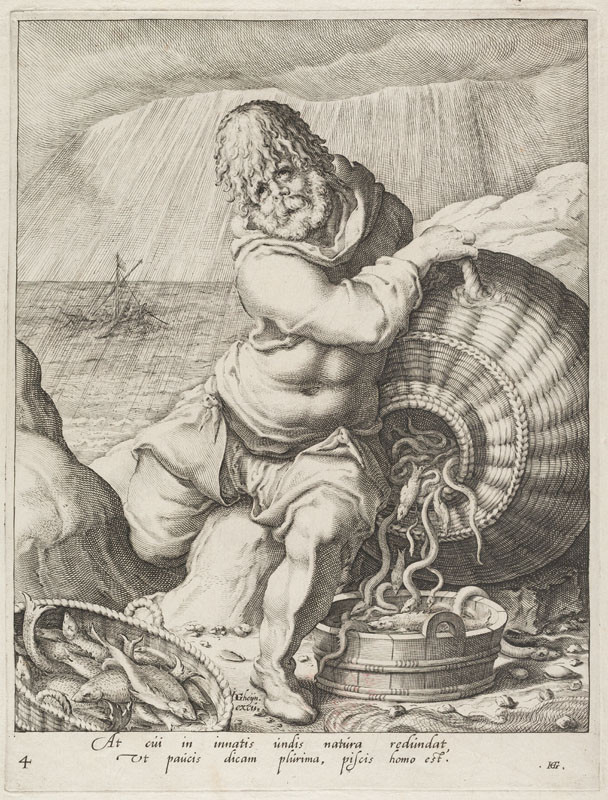 Jacques de Gheyn II. - engraver, Jacques de Gheyn II. - designer - Phlegmatic (Water), from the cycle Four temperaments