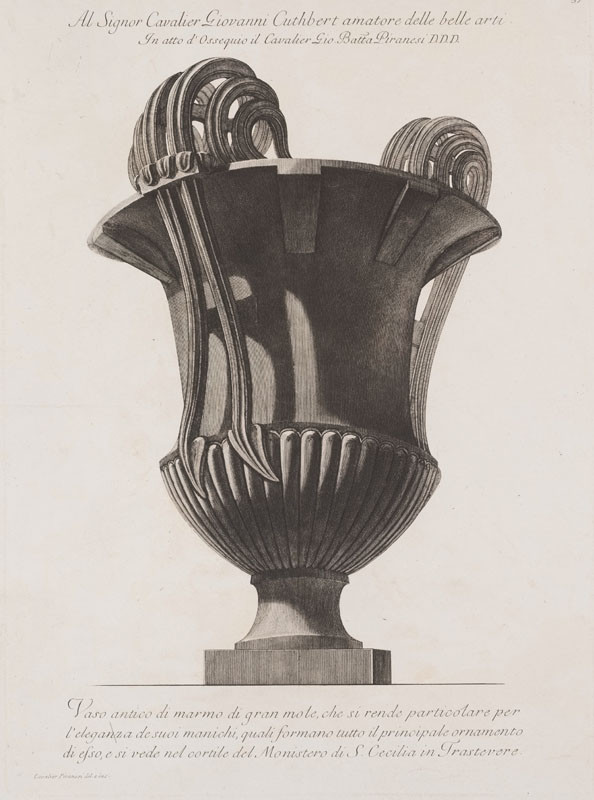 Giovanni Battista Piranesi - rytec, Francesco Piranesi - rytec - Mramorová antická váza velkých rozměrů, z cyklu Vasi, Candelabri, Cippi, Sarcofagi