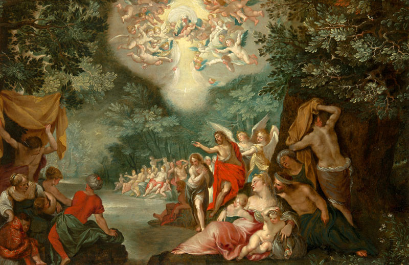 Hans Rottenhammer - kopie, Jan I. Brueghel - kopie - Křest Krista