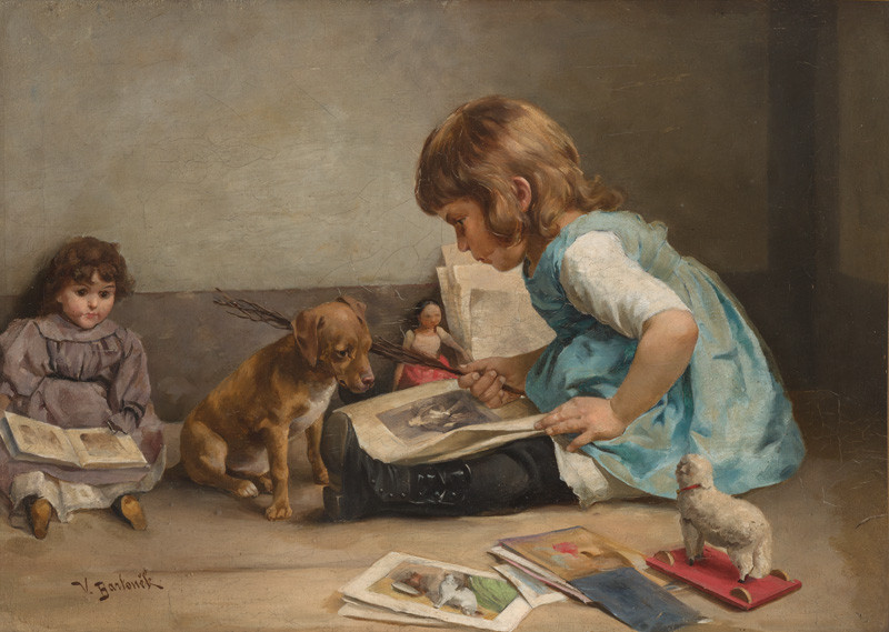 Vojtěch Bartoněk - Dítě s hračkami a psíkem