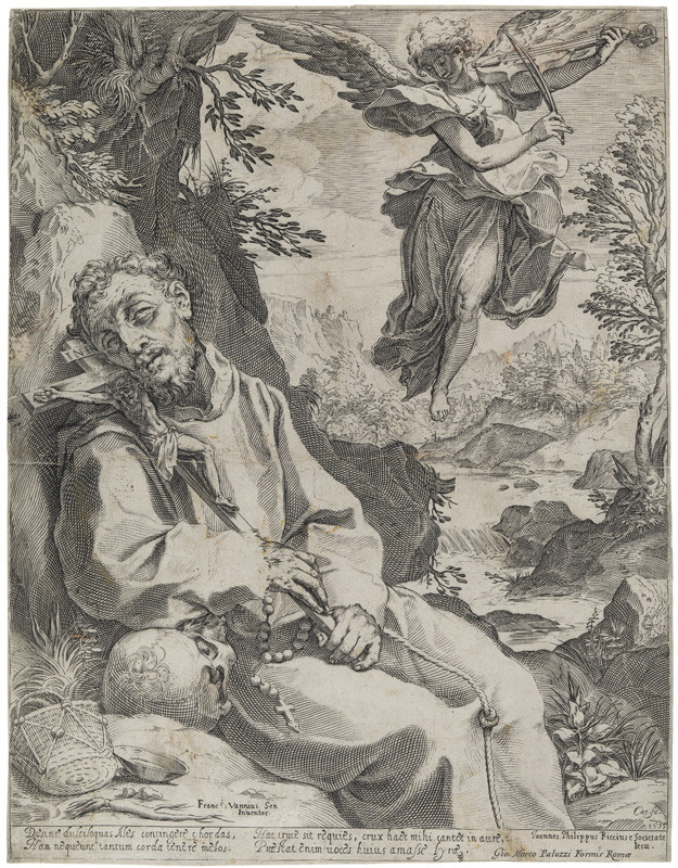 Agostino Carracci - engraver, Francesco Vanni - inventor - St Francis in Ecstasy