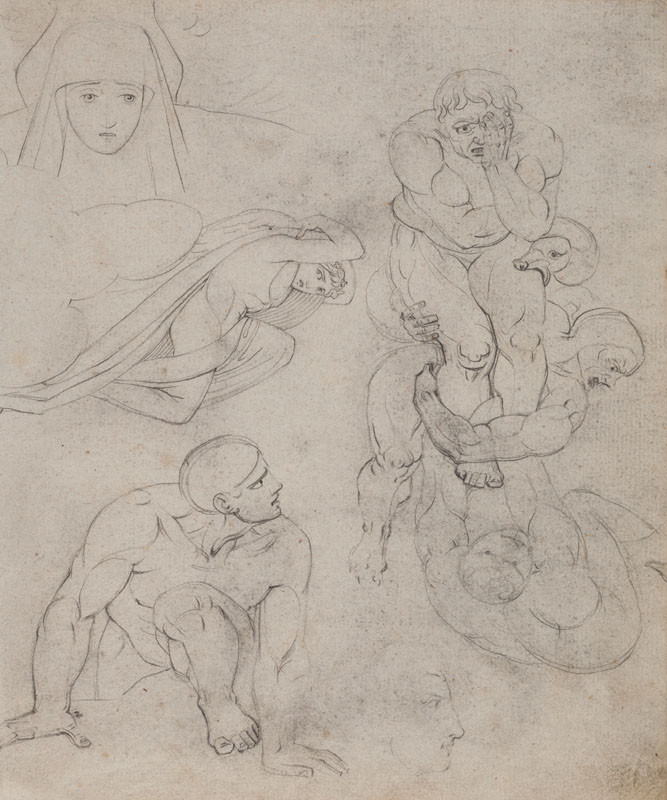František Tkadlík - List z náčrtníku A - detaily z Michelangelova Posledního soudu
