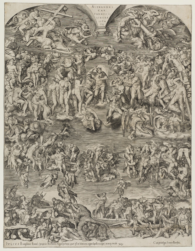 Giulio Bonasone - rytec, Michelangelo Buonarroti - inventor - Poslední soud