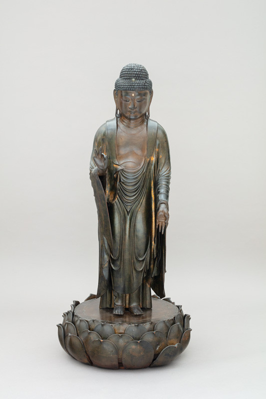 Anonym - Stojící Buddha Amida s gestem přijetí do Západního ráje