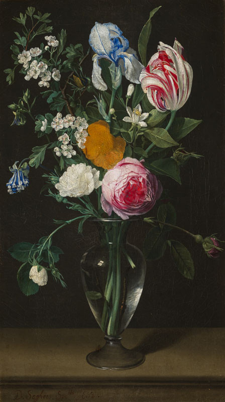 Daniel Seghers - Flowers in a Glass Vase