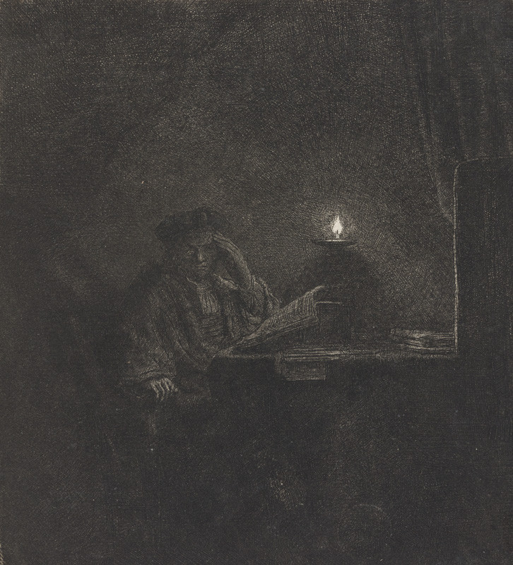 Rembrandt Harmenszoon van Rijn - Student u stolu se svíčkou