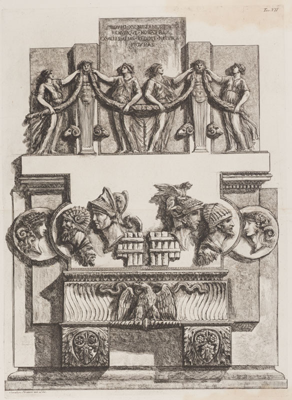 Giovanni Battista Piranesi - rytec - Náhrobek se sarkofágem - Parere sull´Architettura, list VII