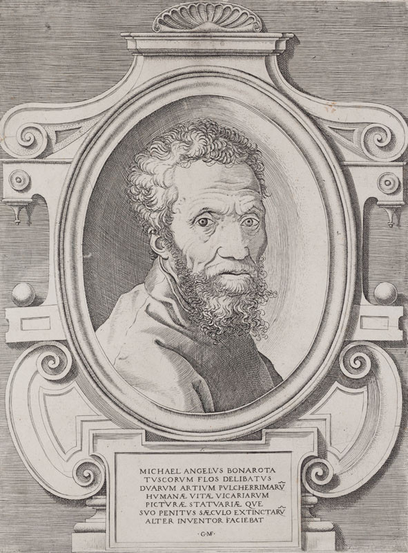 Giorgio Ghisi - engraver, Marcello Venusti - inventor - Portrait of Michelangelo Buonarroti