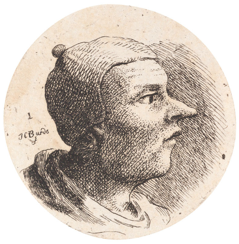 Josef Karel Burde - rytec - Cyklus karikaturních hlav (Ein duzend Schönheiten), 1.