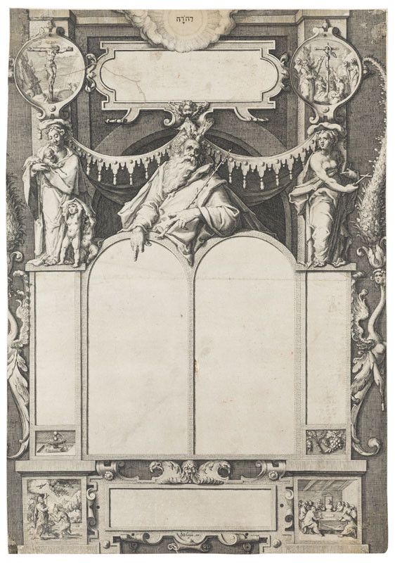 Jacques de Gheyn II. - rytec, Jacques de Gheyn II. - inventor - Mojžíš s deskami zákona (kolem biblické výjevy)