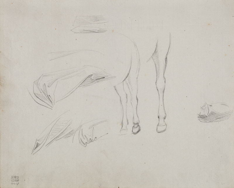 František Tkadlík - Sheet from Sketchbook C - studies of draperies and the legs of horses