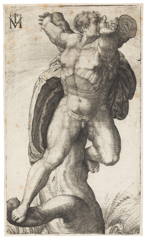Melchior Lorch - rytec, Michelangelo Buonarroti - inventor - Haman - podle postavy z výjevu Ester a Haman v lunetě stropu Sixtinské kaple