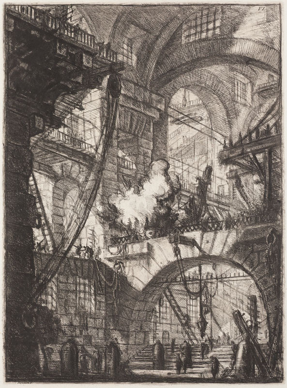 Giovanni Battista Piranesi - rytec - Kouř, z cyklu Carceri (Žaláře), list VI
