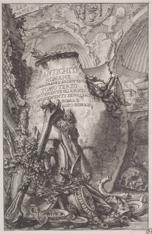 Giovanni Battista Piranesi - rytec - Titulní list, z alba Le Antichità Romane III, tab. I