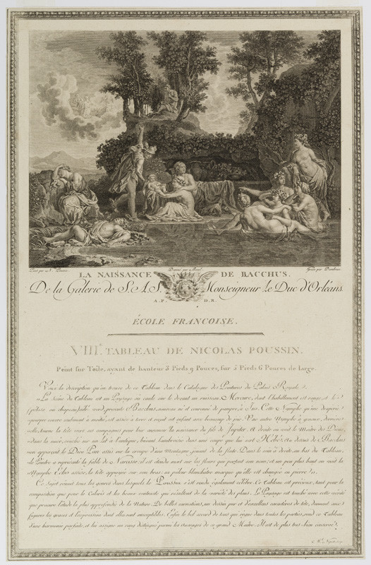 Jean Dambrun - engraver, Nicolas Poussin - inventor - The Birth of Bacchus
