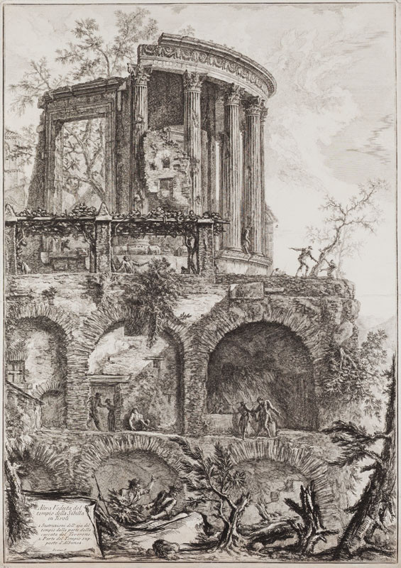 Giovanni Battista Piranesi - rytec - Sibylin chrám v Tivoli, z cyklu Vedute di Roma