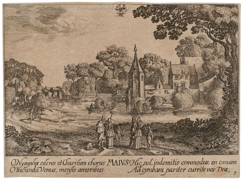 Václav Hollar - rytec, Johann Tscherningk - vydavatel, Jan van de Velde - inventor - Květen z cyklu 12 měsíců
