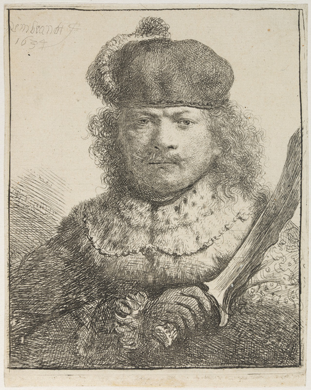Rembrandt Harmenszoon van Rijn - Autoportrét se vztyčenou šavlí
