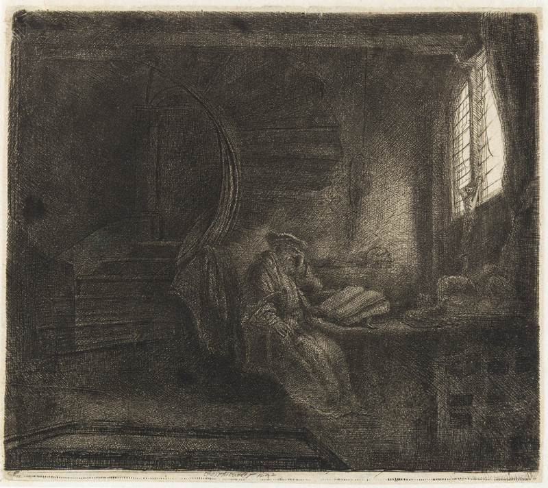 Rembrandt Harmenszoon van Rijn - St Jerome in a dark chambre