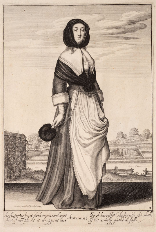 Wenceslaus Hollar - engraver - Autumn From the cycle The Four Seasons as Full-Length Female Figures