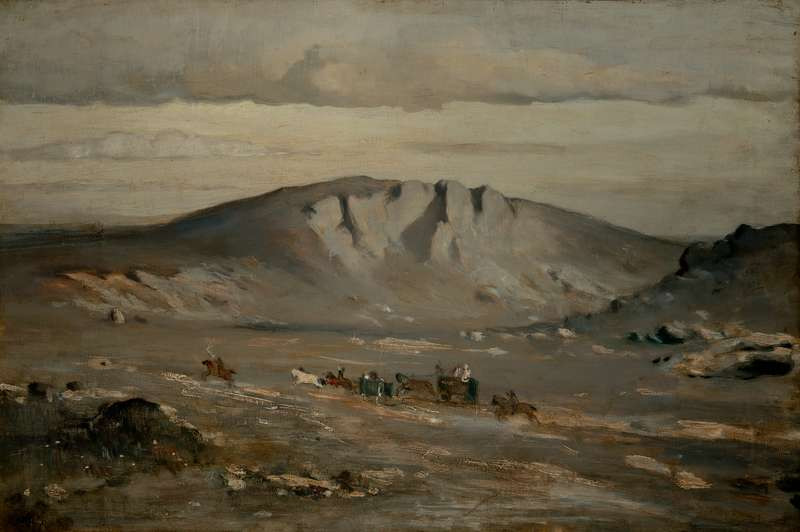 Adolf Kosárek - Deserted Landscape (Village Wedding), study