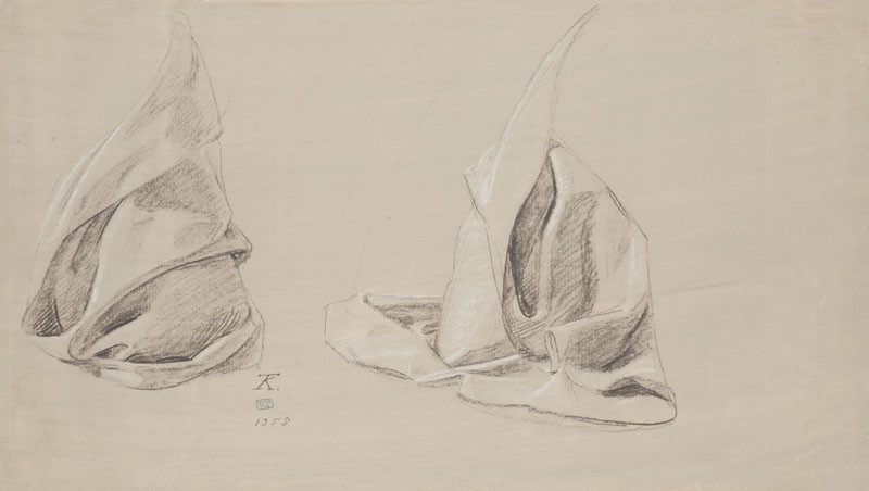 František Tkadlík - Two studies of draperies for the drawing The Sacrifice of Cain and Abel