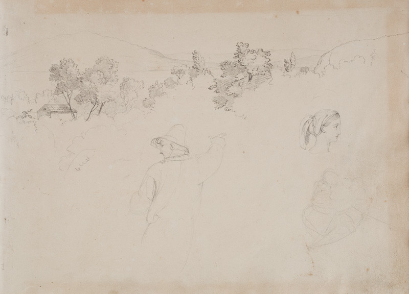 František Tkadlík - Sheet from the Southern Italian Sketchbook - sketch of landscape and figures