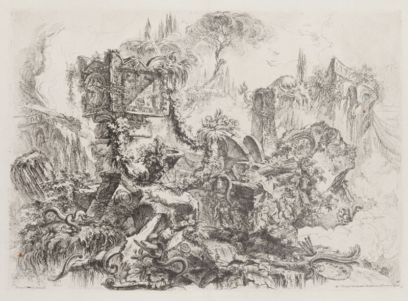 Giovanni Battista Piranesi - rytec - Neronův hrob, z cyklu Grotteschi