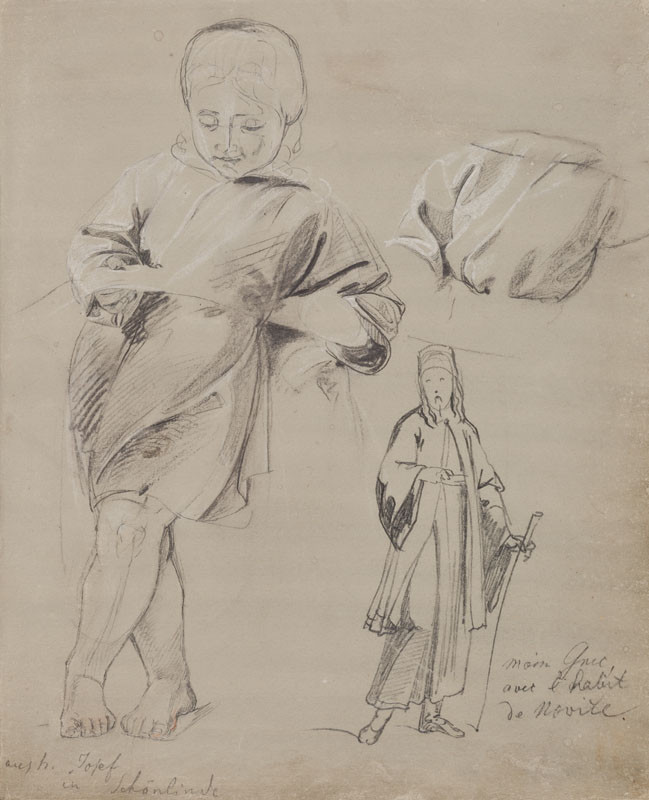 František Tkadlík - Sheet from Sketchbook C - sketch of a standing child and a male figure for the painting of Saint Joseph and the Christ Child