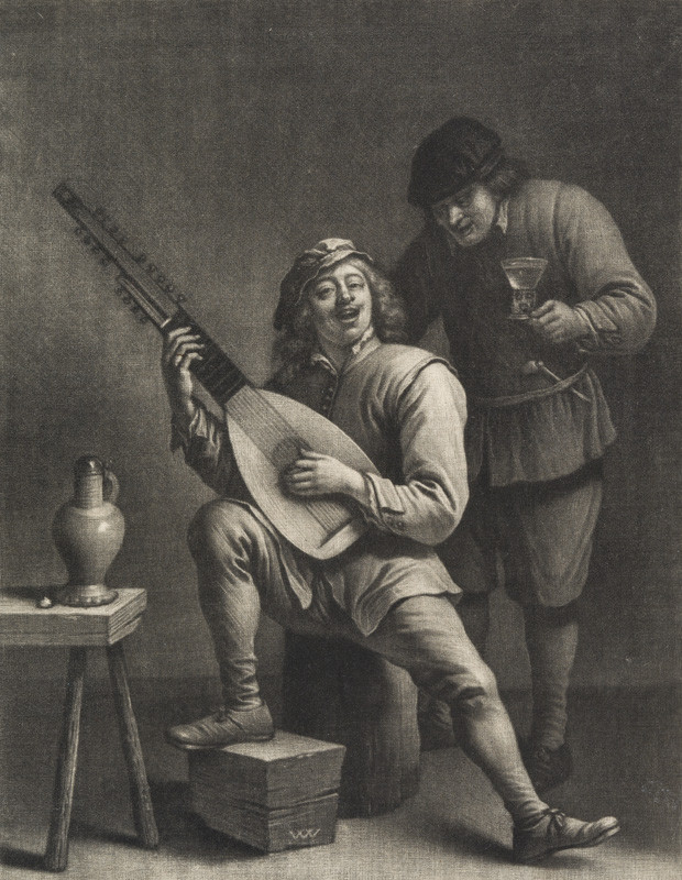 Wallerant Vaillant - rytec, David II Teniers - inventor - Muž hrající na loutnu