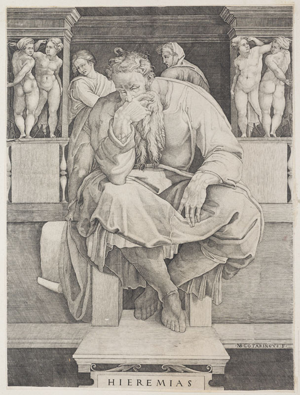 Nicolas Béatrizet - rytec, Michelangelo Buonarroti - inventor - Prorok Jeremiáš ze stropu Sixtinské kaple