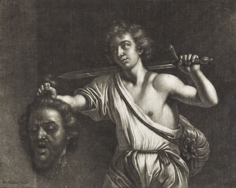 Wallerant Vaillant - rytec, Caravaggio - inventor - David s hlavou Goliáše