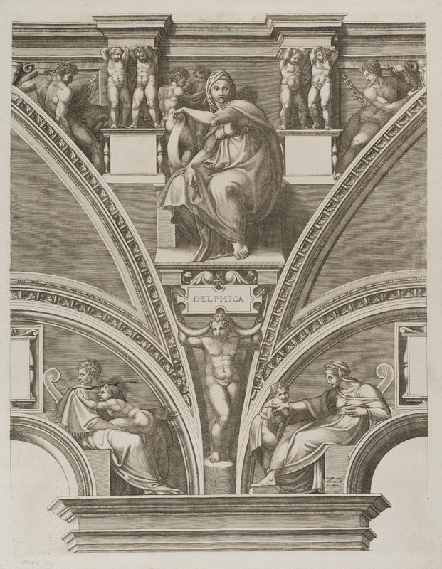 Giorgio Ghisi - rytec, Michelangelo Buonarroti - inventor - Prorok Ezechiel z cyklu Proroků a Sibyl