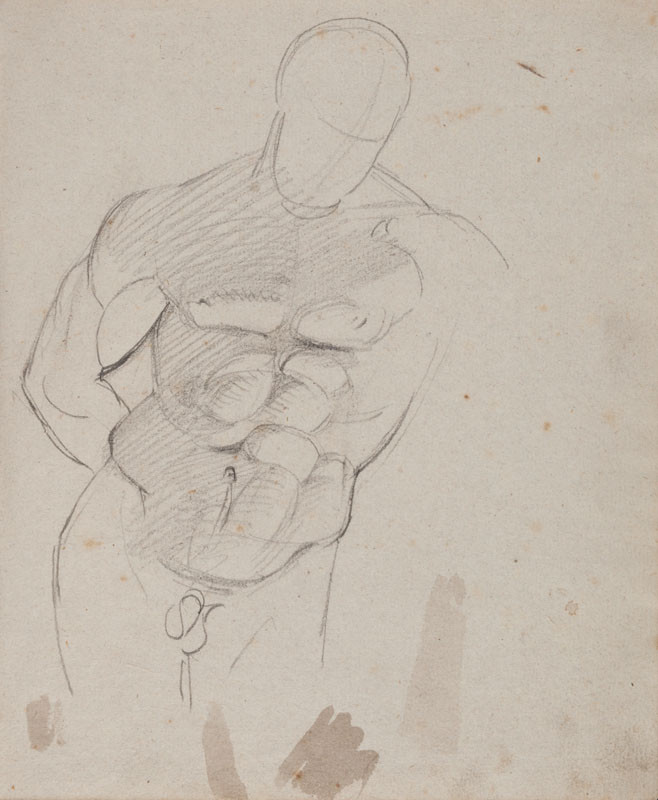 František Tkadlík - List z náčrtníku A - náčrt podle sochy Herkula Farnese
