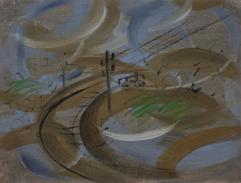 Zdenek Rykr - Windy Landscape with Railway Tracks